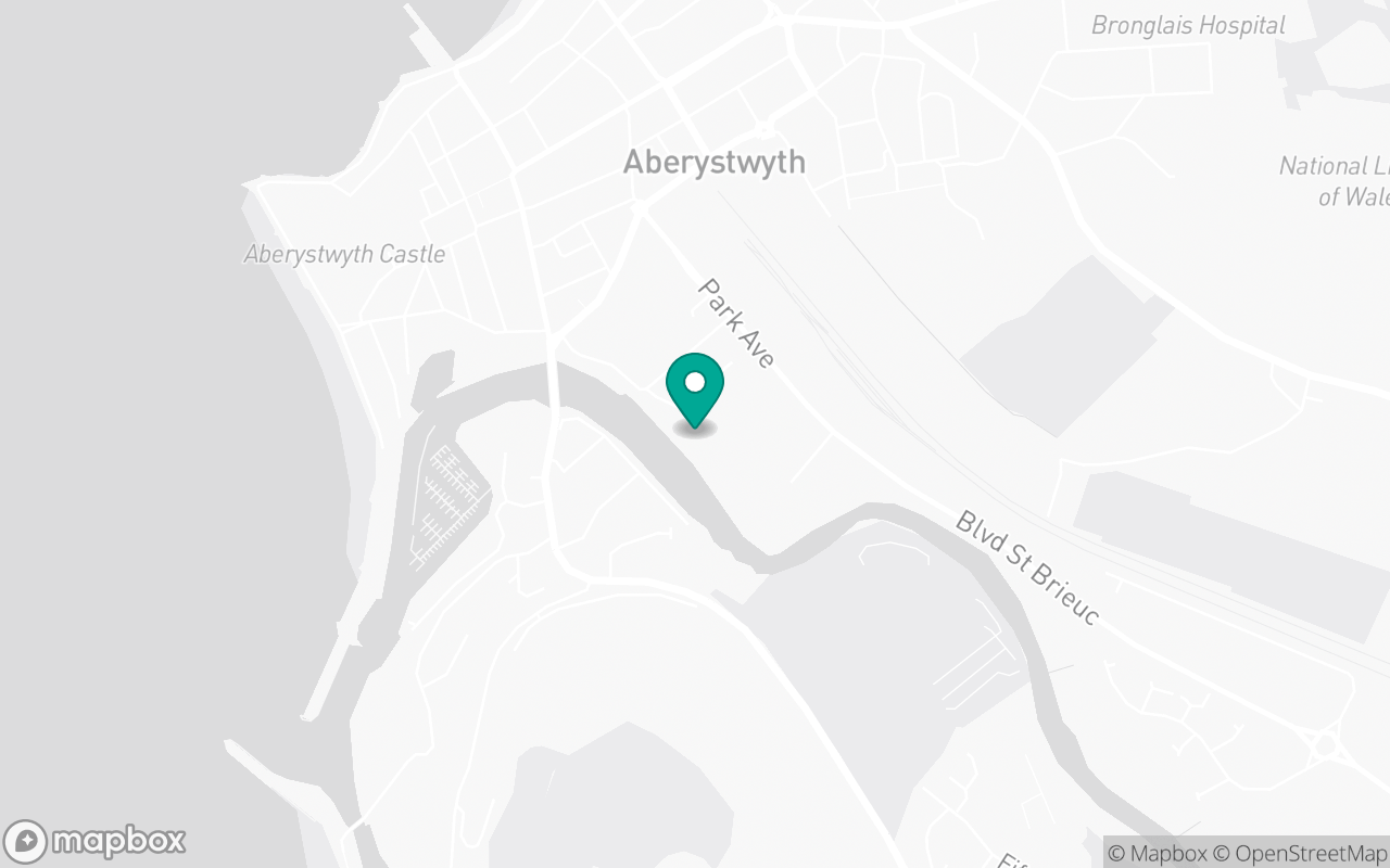 Map showing the location of Aberystwyth (Park Avenue) test centre