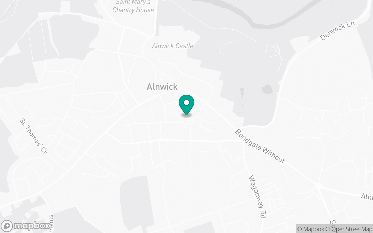Map showing the location of Alnwick test centre
