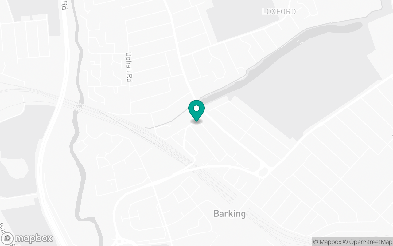 Map showing the location of Barking Quay test centre