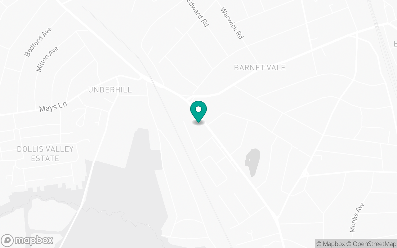 Map showing the location of Barnet test centre
