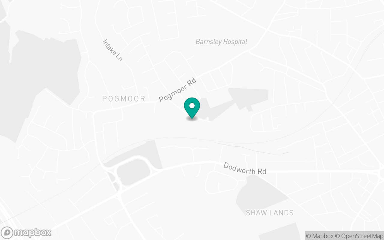 Map showing the location of Barnsley test centre
