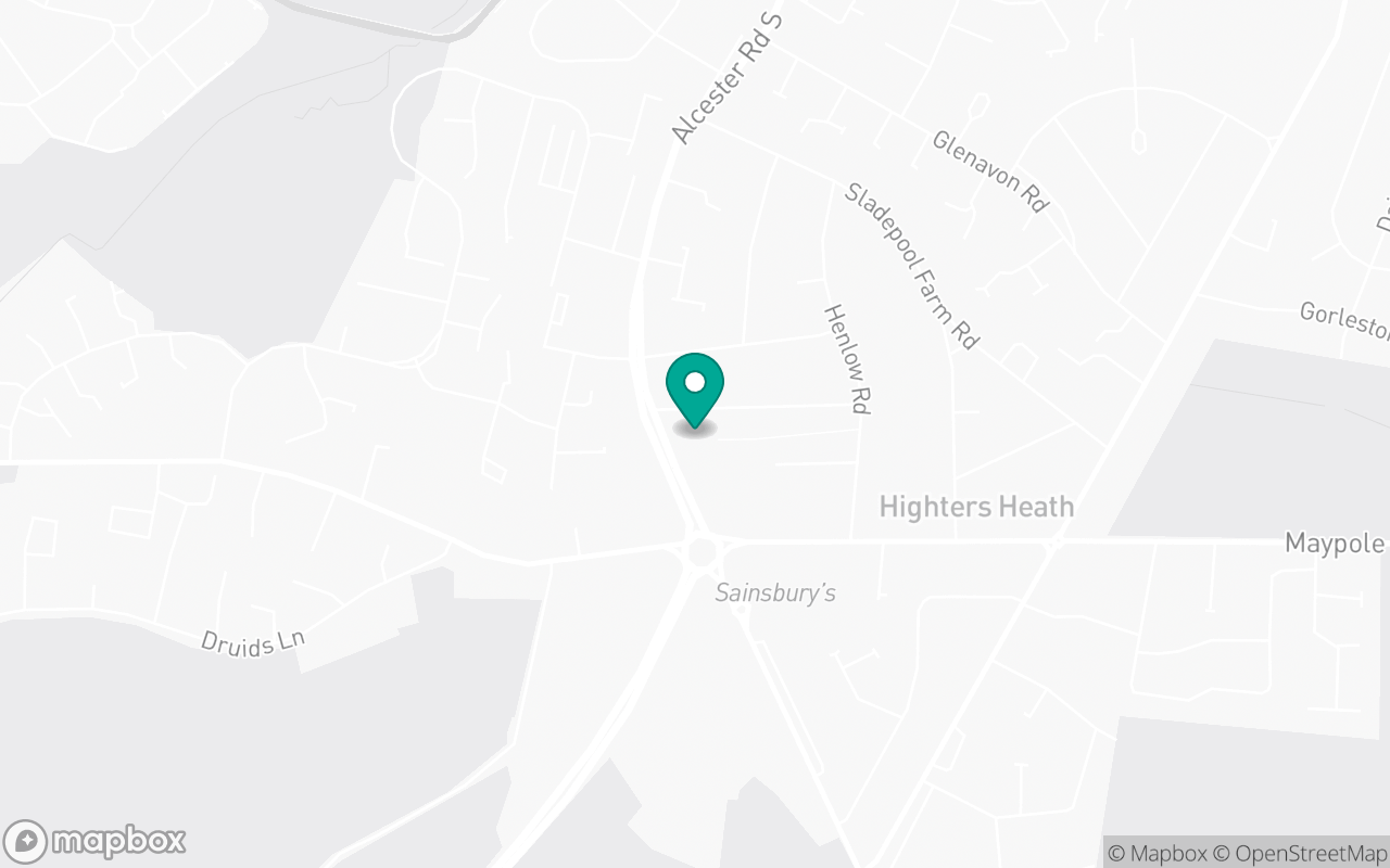 Map showing the location of Birmingham Kings Heath test centre