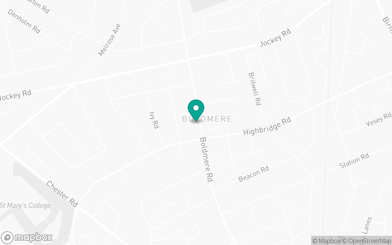 Map showing the location of Birmingham (Sutton Coldfield) test centre