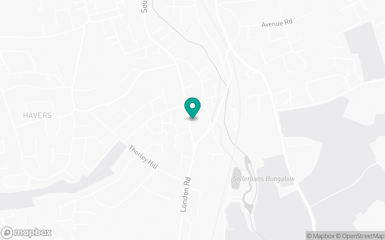 Map showing the location of Bishop's Stortford test centre