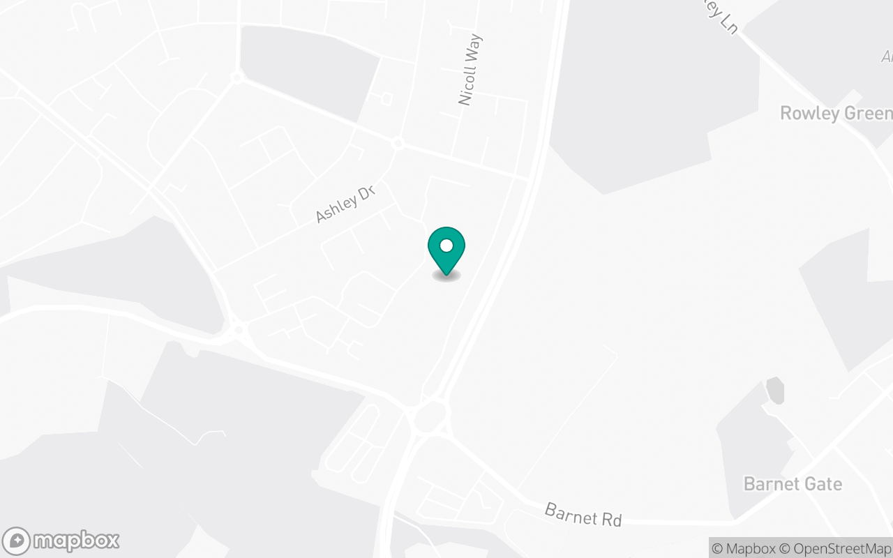 Map showing the location of Borehamwood test centre