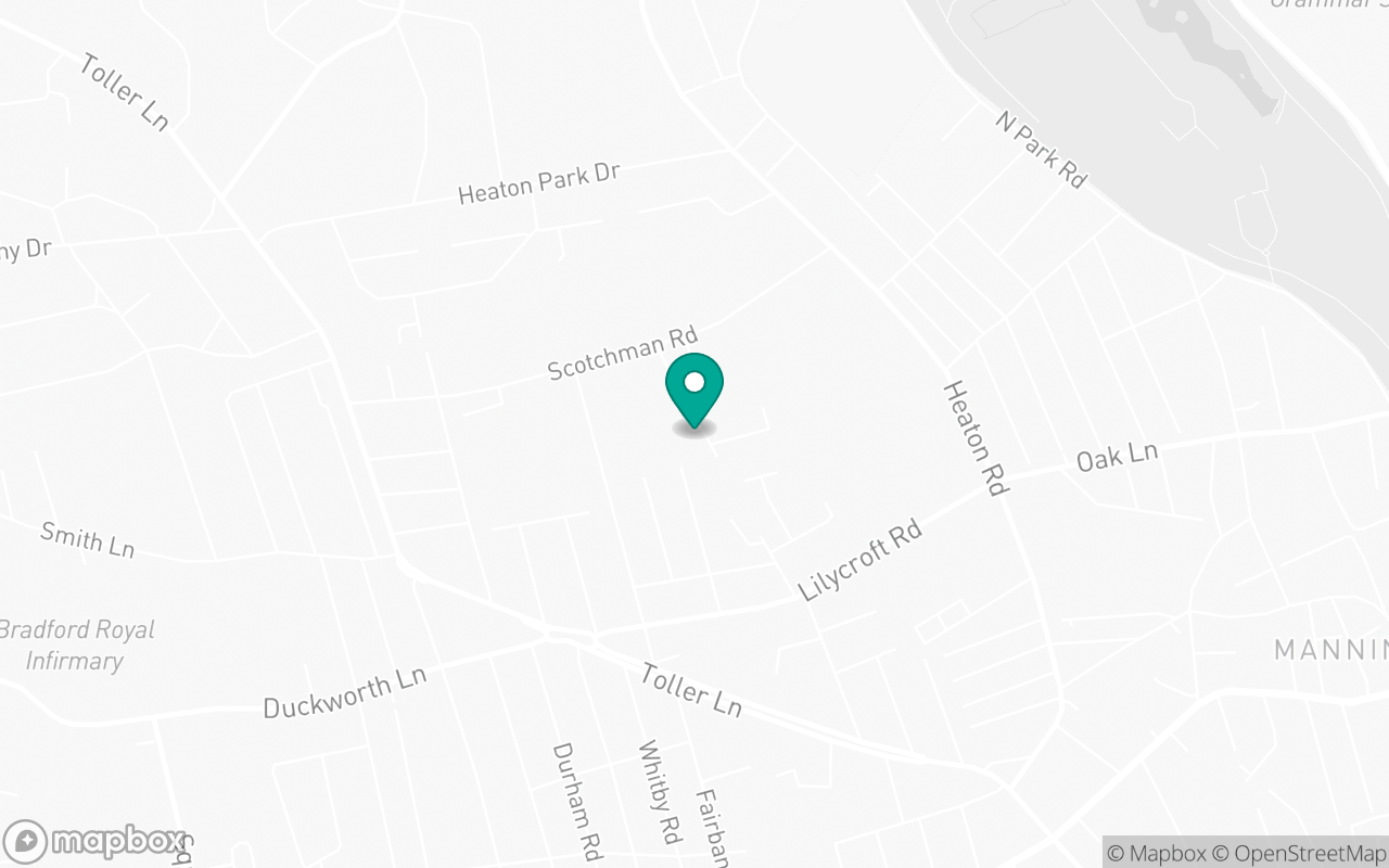Map showing the location of Bradford (Heaton) test centre