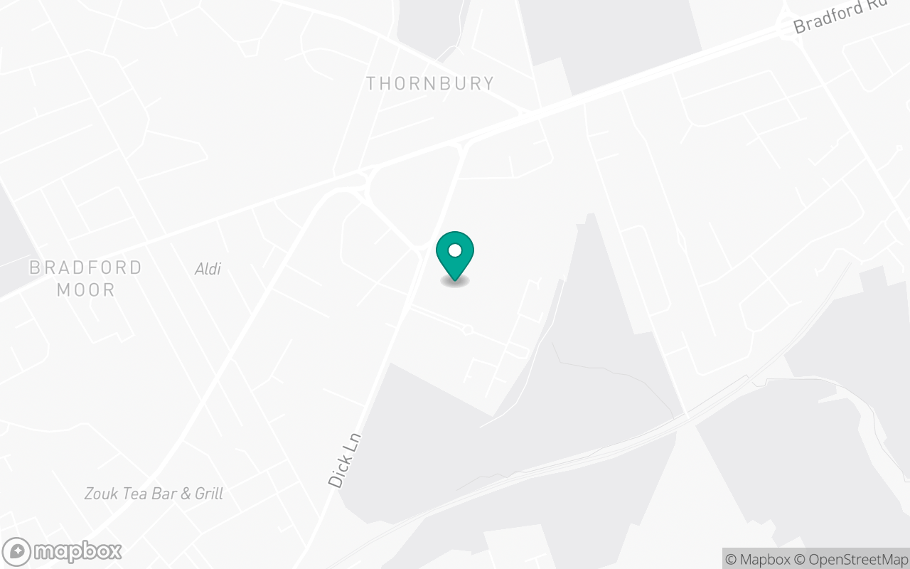 Map showing the location of Bradford (Thornbury) test centre