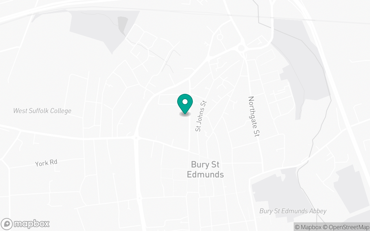Map showing the location of Bury St Edmunds test centre