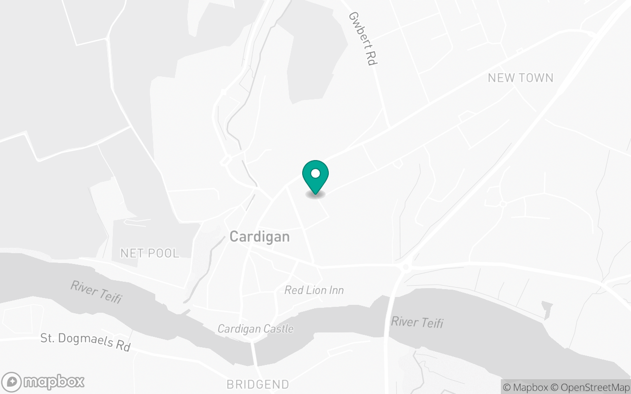 Map showing the location of Cardigan test centre