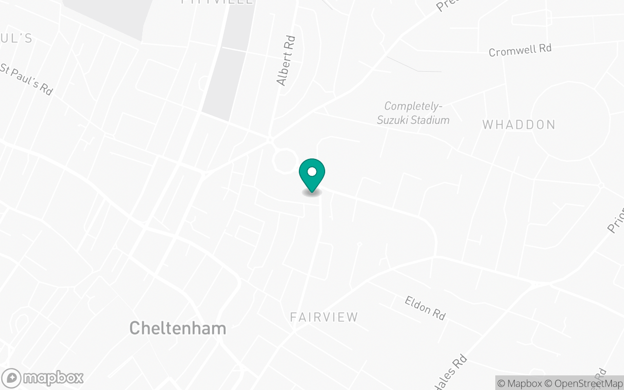 Map showing the location of Cheltenham test centre
