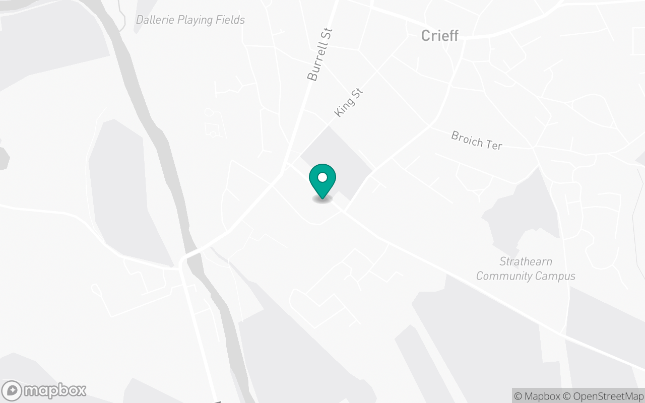 Map showing the location of Crieff test centre