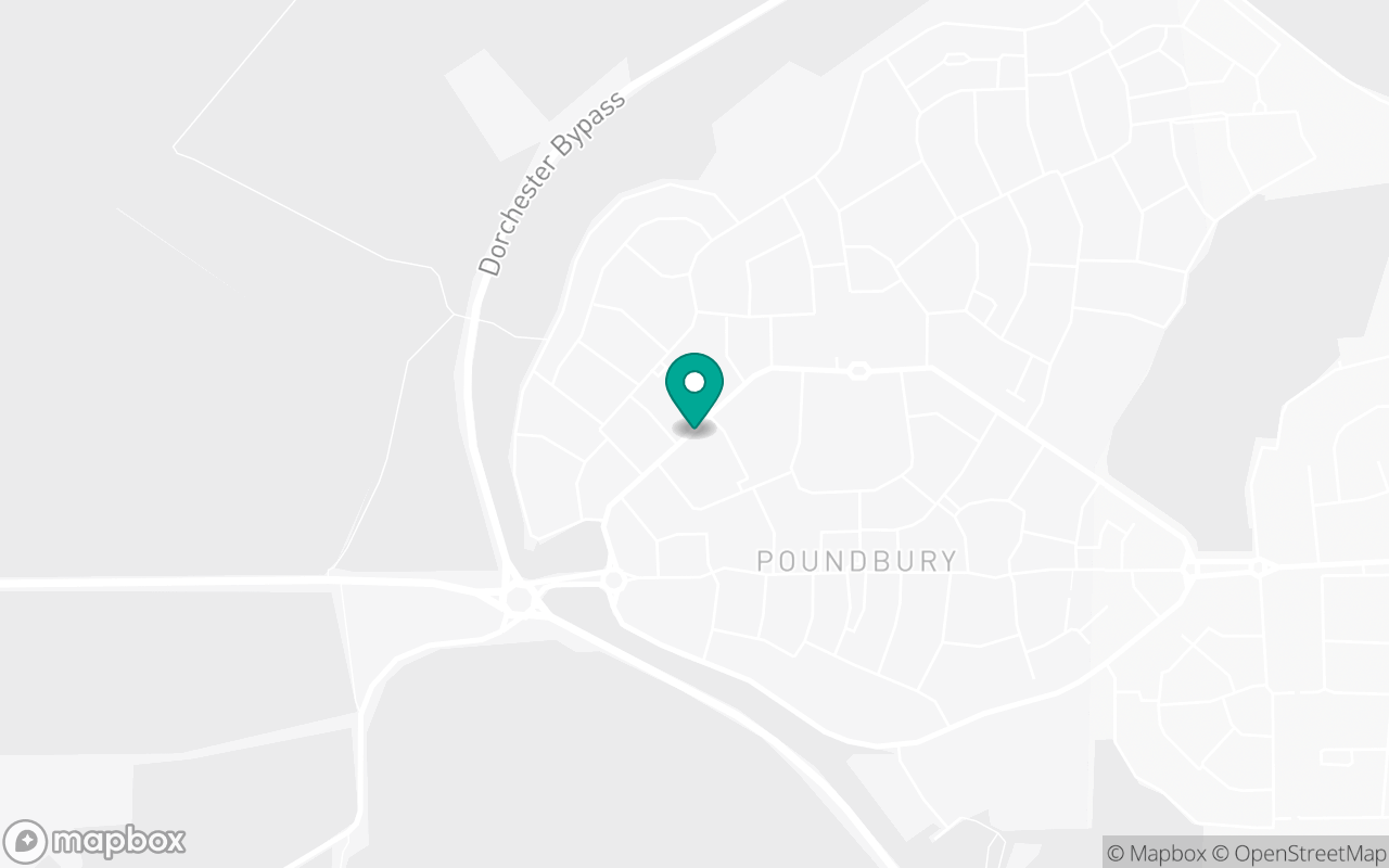 Map showing the location of Dorchester test centre