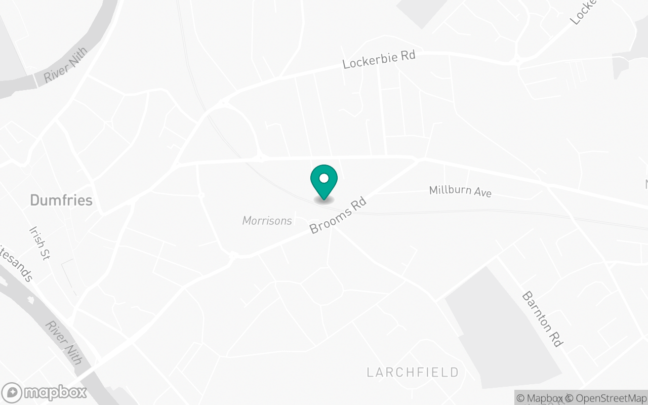 Map showing the location of Dumfries test centre
