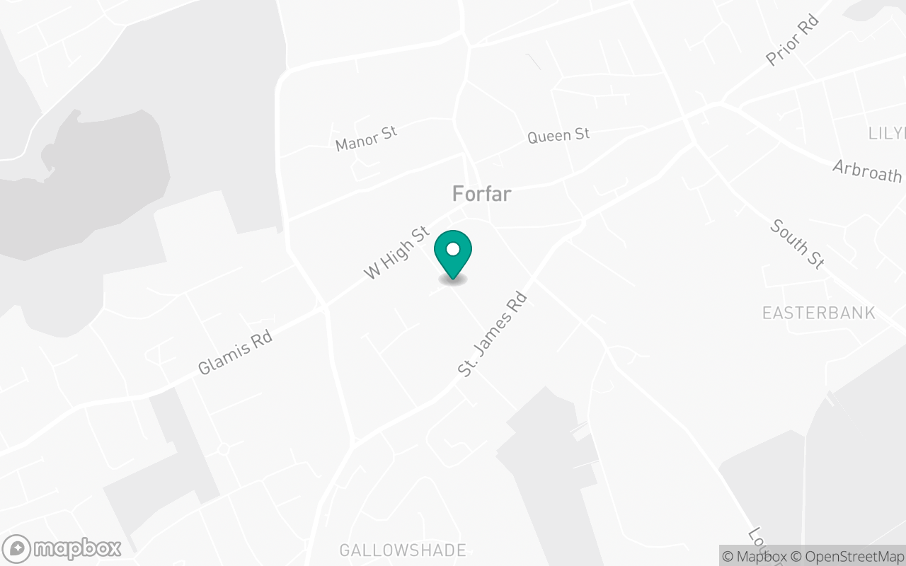 Map showing the location of Forfar test centre