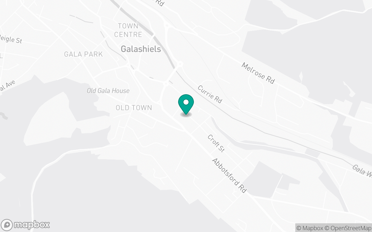 Map showing the location of Galashiels test centre