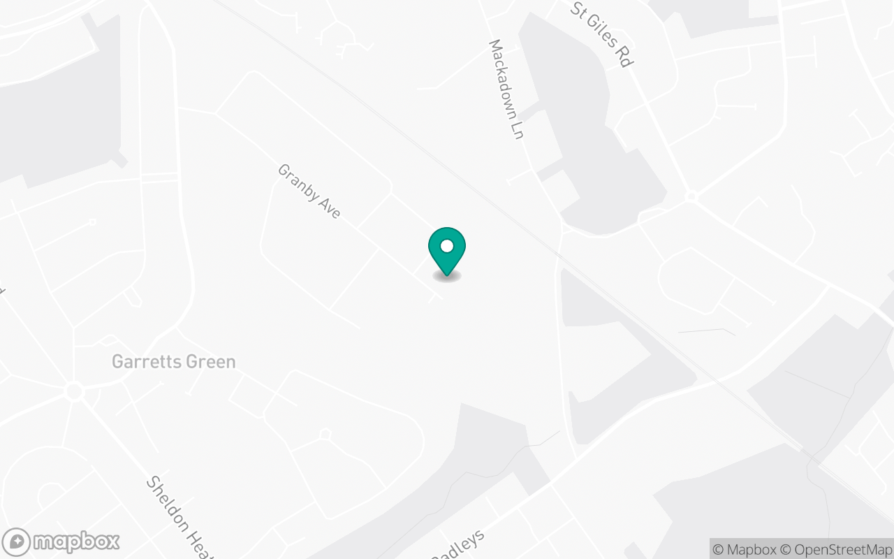 Map showing the location of Garretts Green test centre