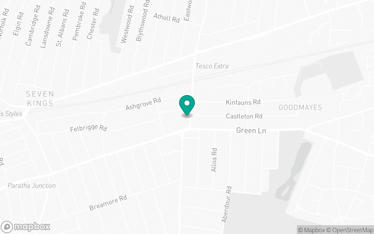 Map showing the location of Goodmayes test centre