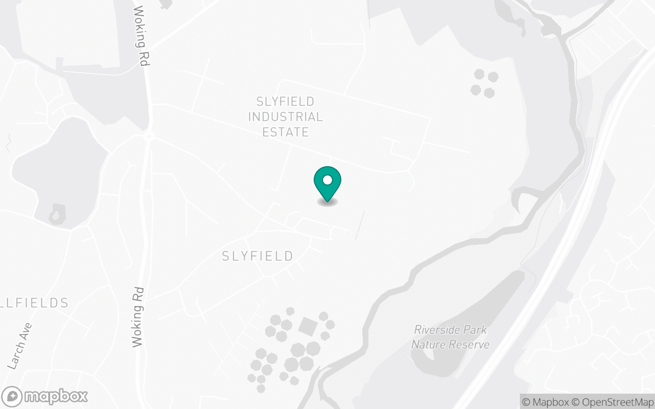 Map showing the location of Guildford test centre