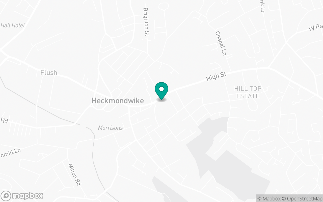 Map showing the location of Heckmondwike test centre
