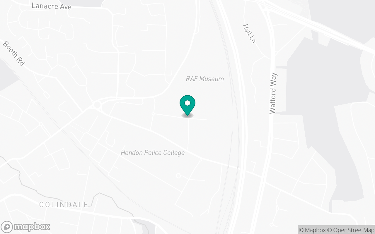 Map showing the location of Hendon test centre