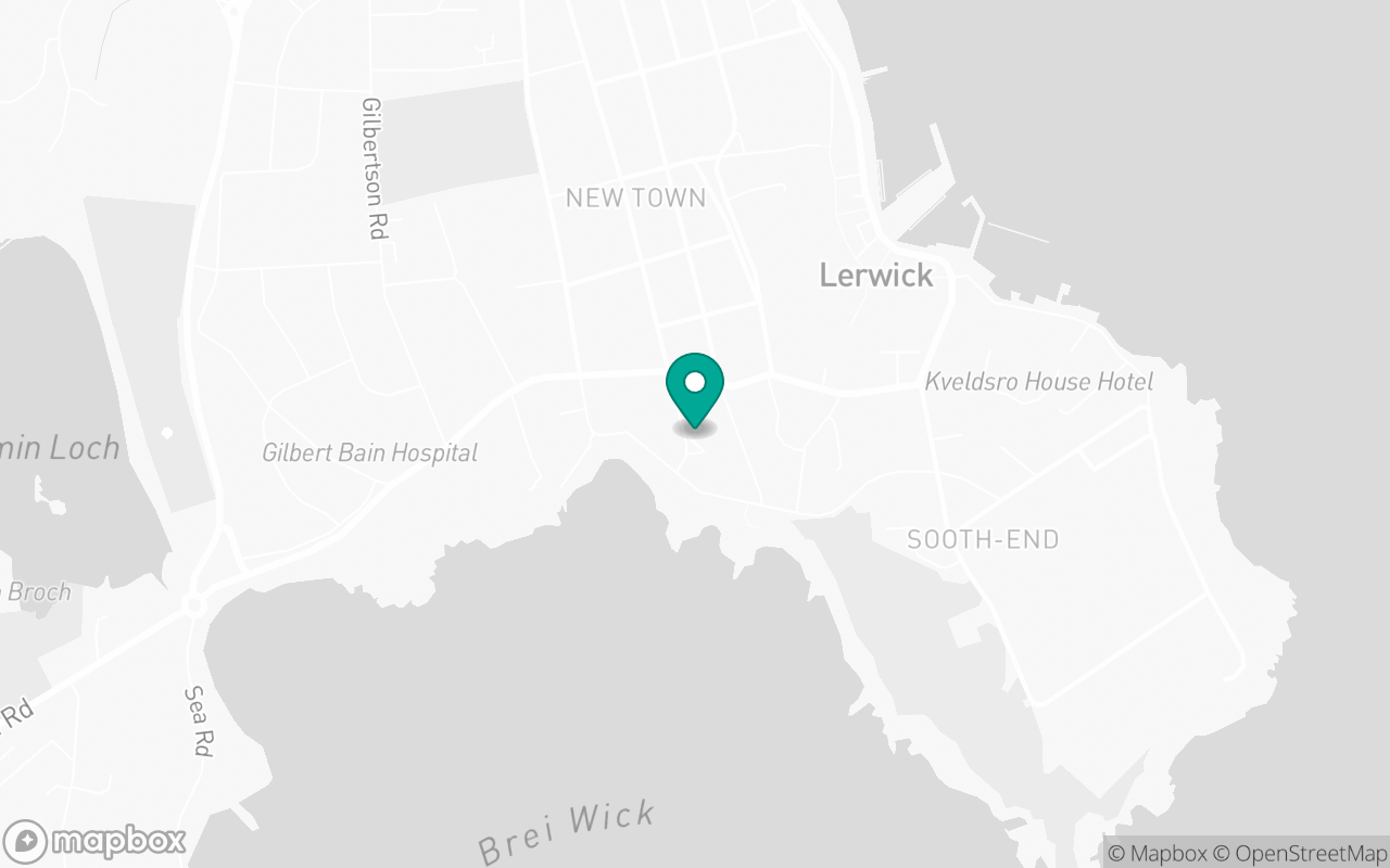 Map showing the location of Lerwick test centre