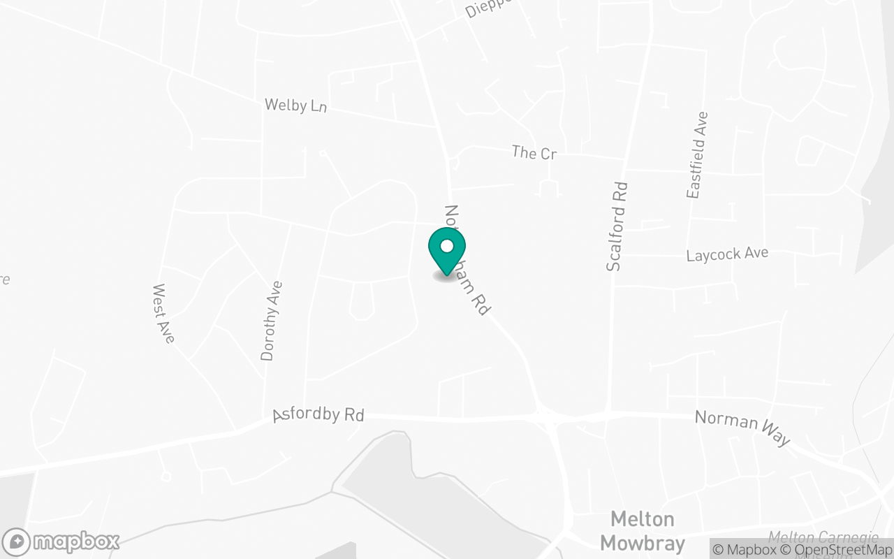 Map showing the location of Melton Mowbray test centre