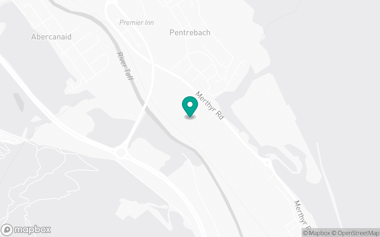Map showing the location of Merthyr Tydfil test centre
