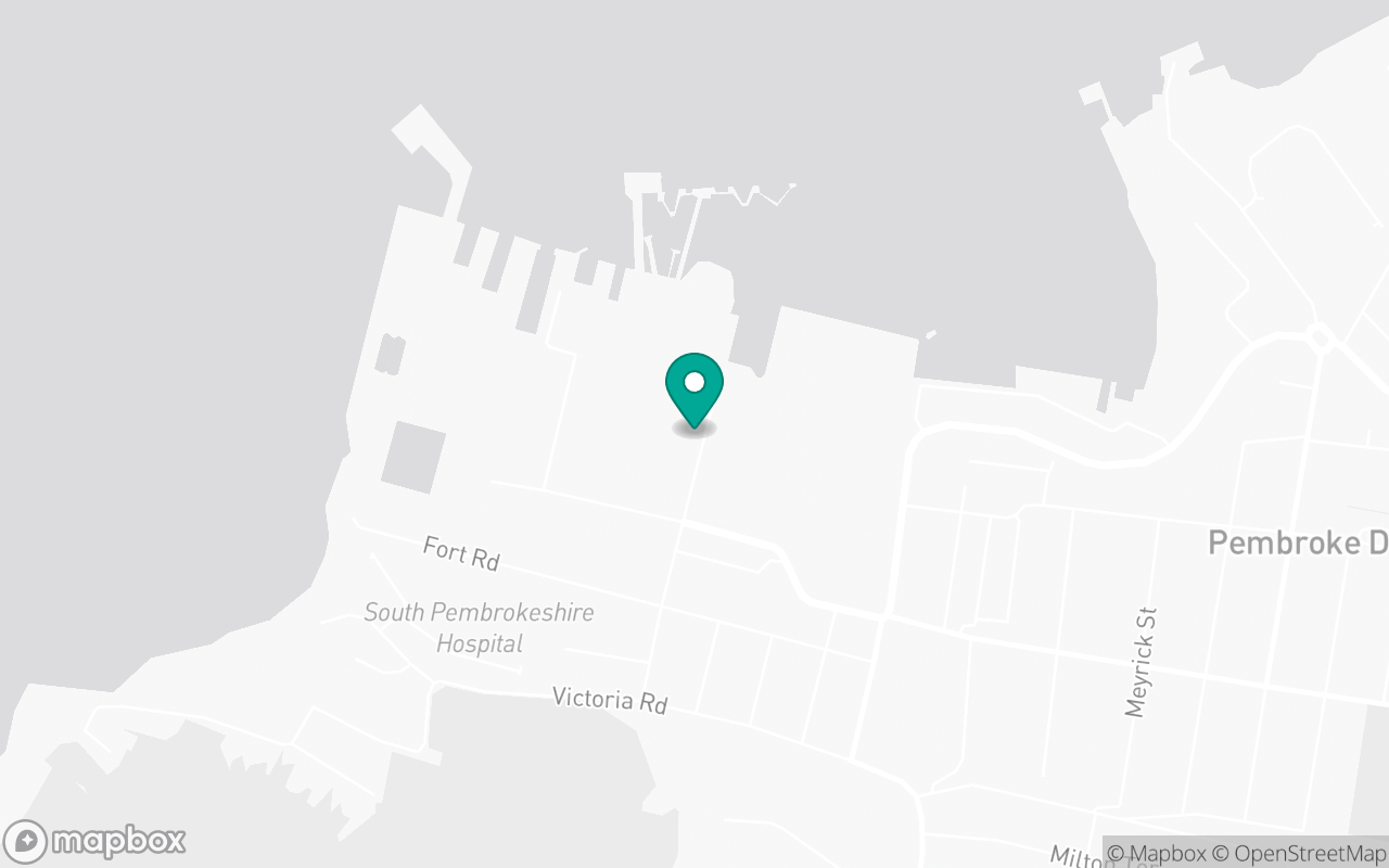 Map showing the location of Pembroke Dock test centre