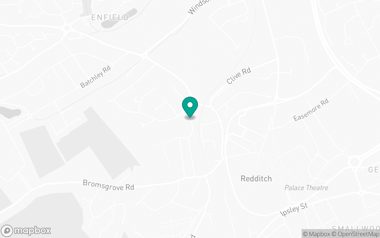 Map showing the location of Redditch test centre