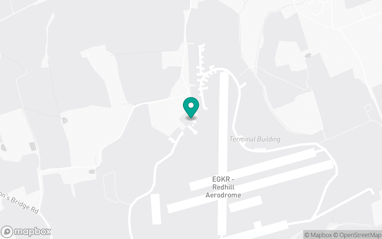 Map showing the location of Redhill Aerodrome test centre