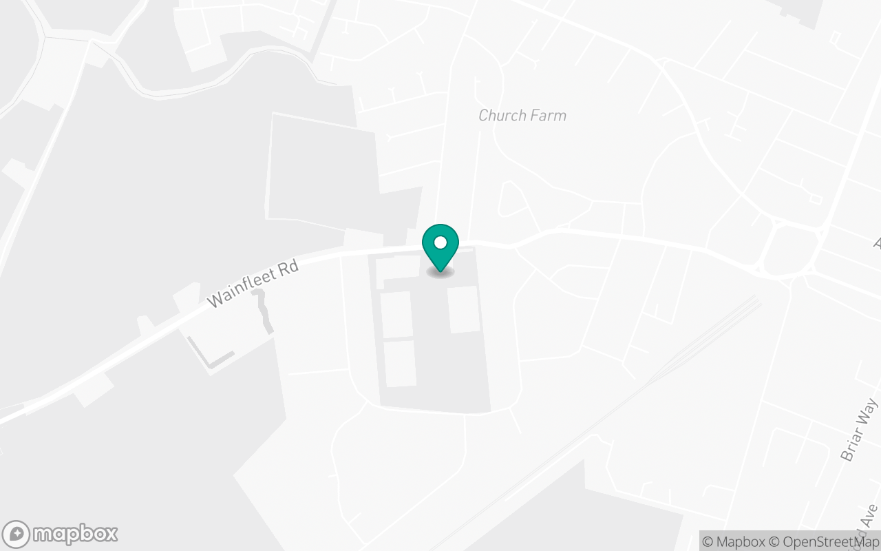Map showing the location of Skegness test centre