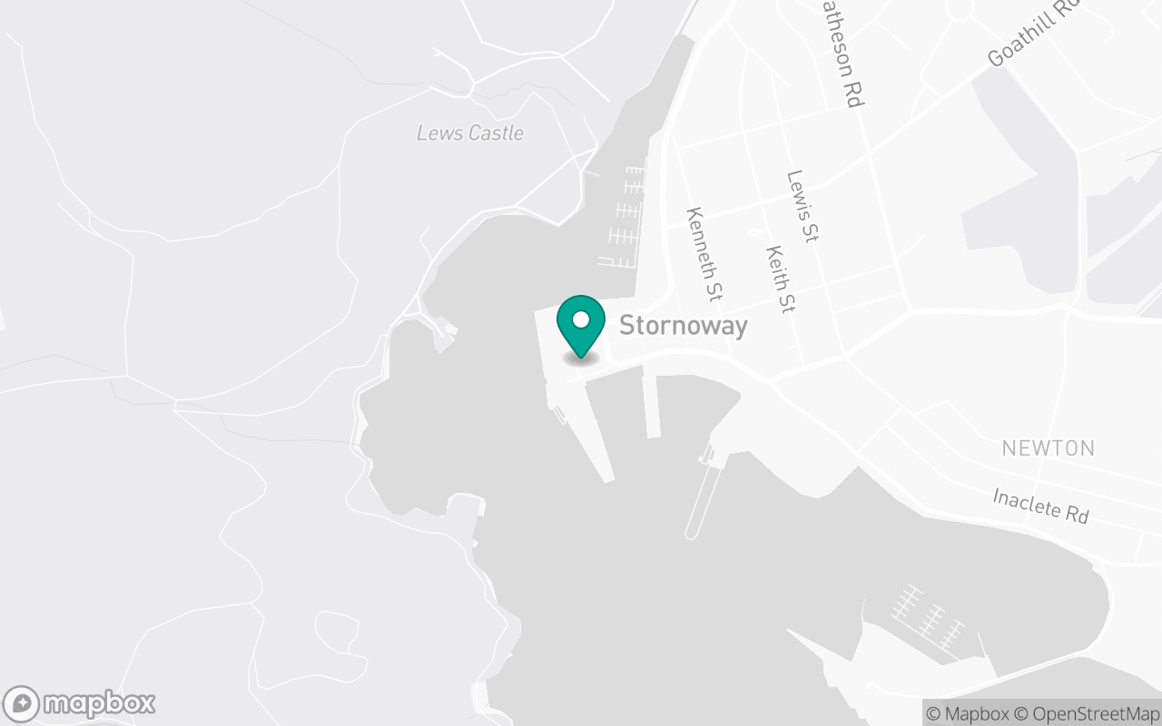 Map showing the location of Stornoway test centre