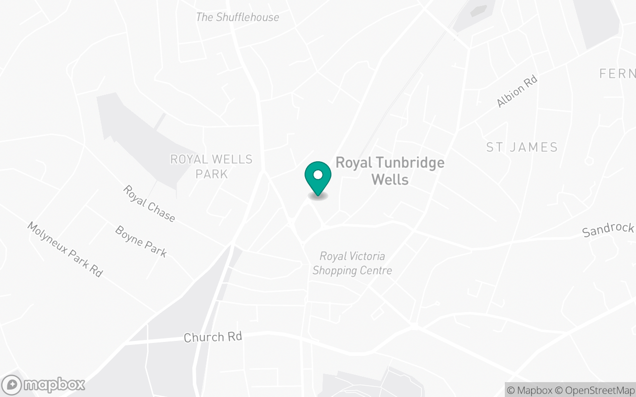 Map showing the location of Tunbridge Wells test centre