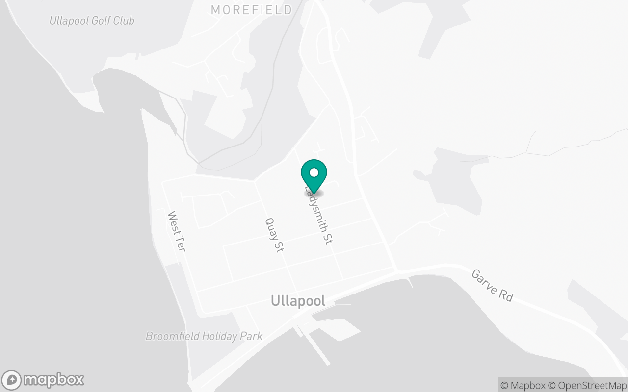 Map showing the location of Ullapool test centre