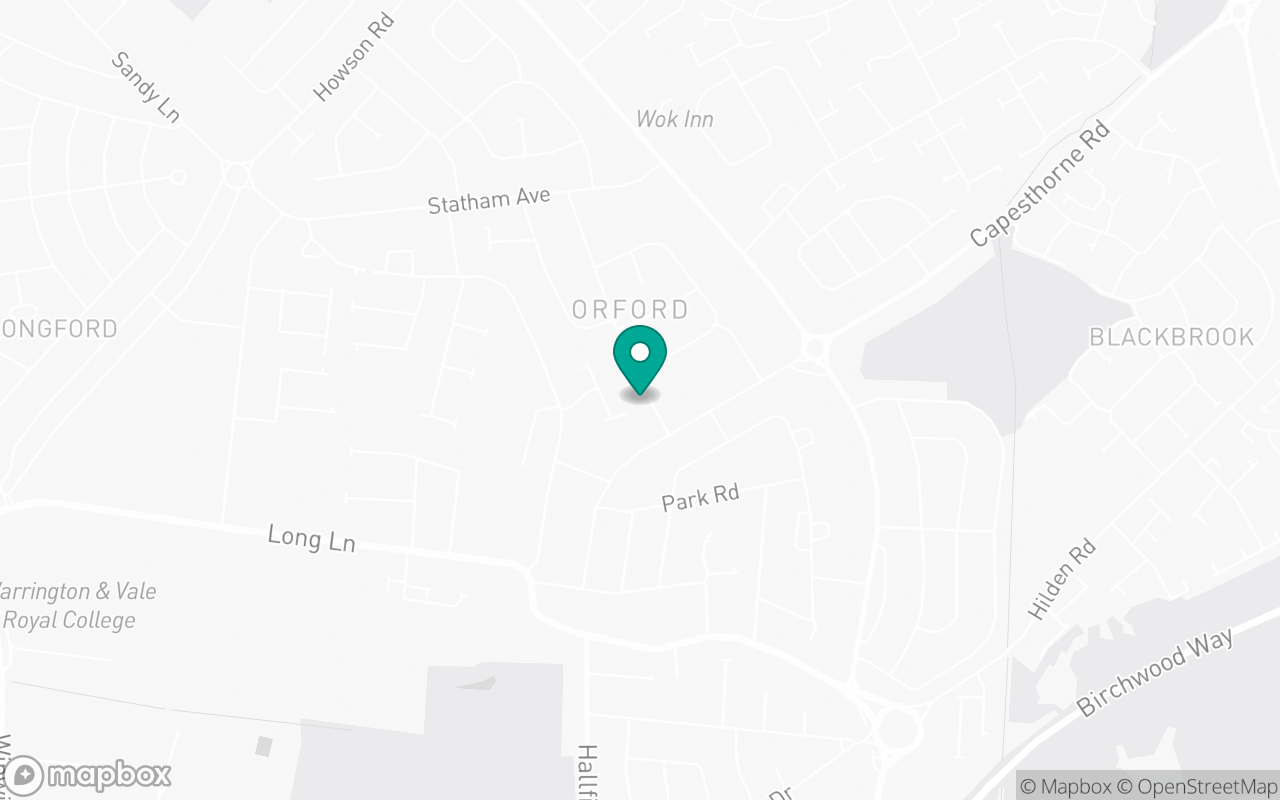 Map showing the location of Warrington test centre