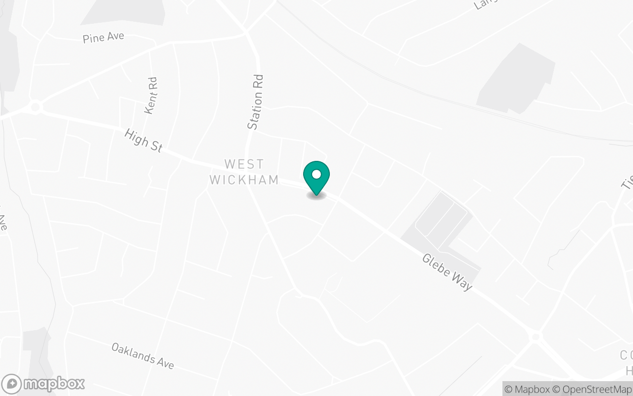 Map showing the location of West Wickham test centre