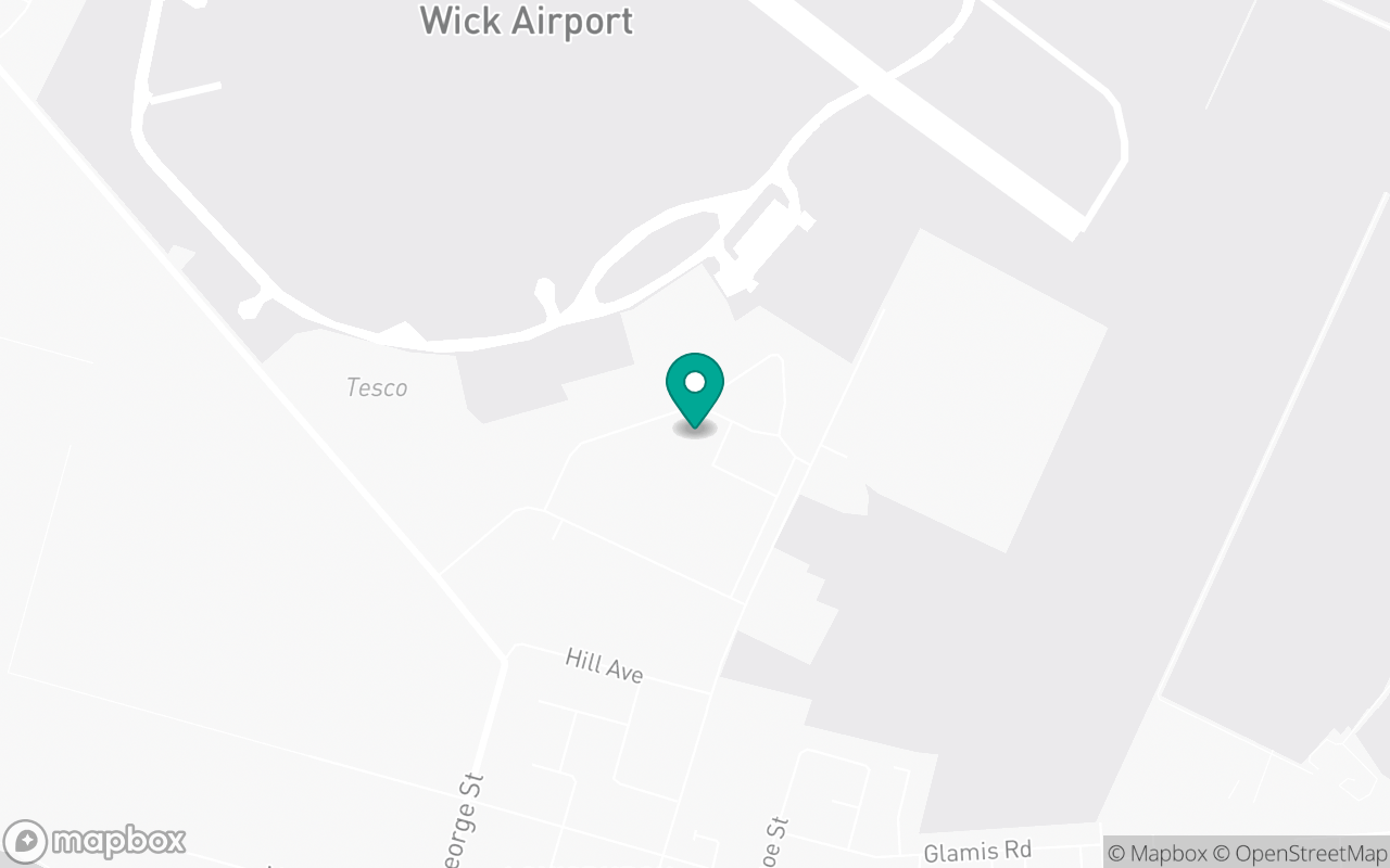 Map showing the location of Wick test centre