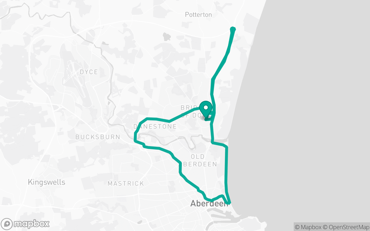 Map of the Aberdeen North · Roundabout practice loop practice route near Aberdeen North test centre, drawn on real streets