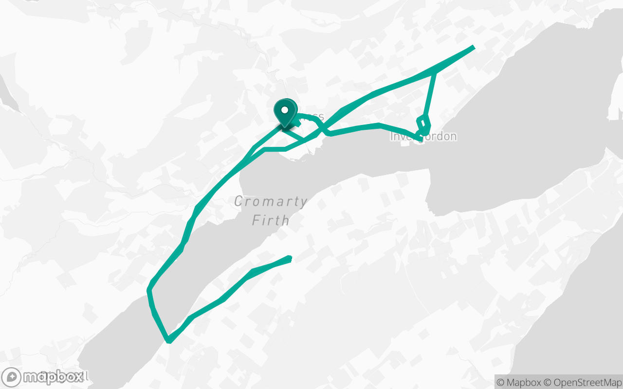 Map of the Alness · Route 1 practice route near Alness test centre, drawn on real streets