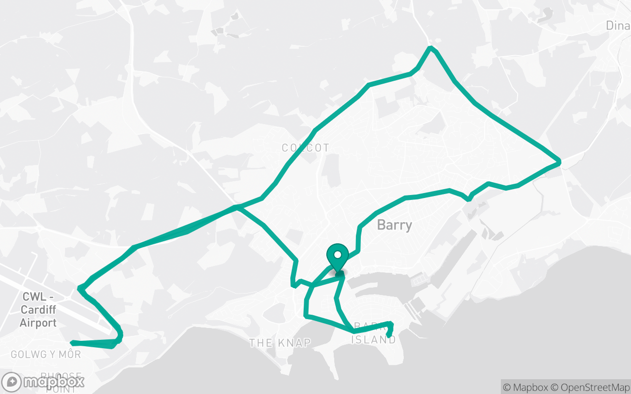 Map of the Barry · Roundabout practice loop practice route near Barry test centre, drawn on real streets