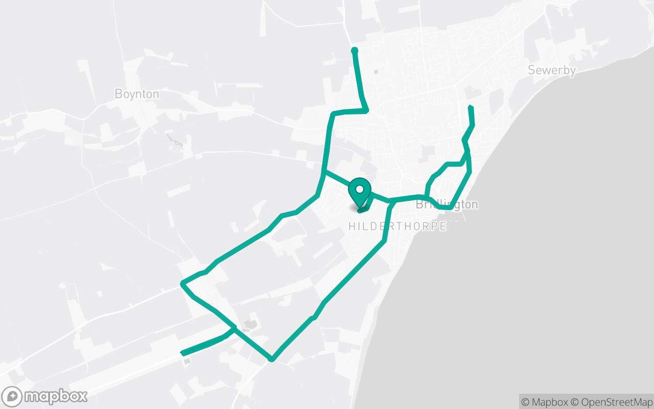 Map of the Bridlington · Roundabout practice loop practice route near Bridlington test centre, drawn on real streets