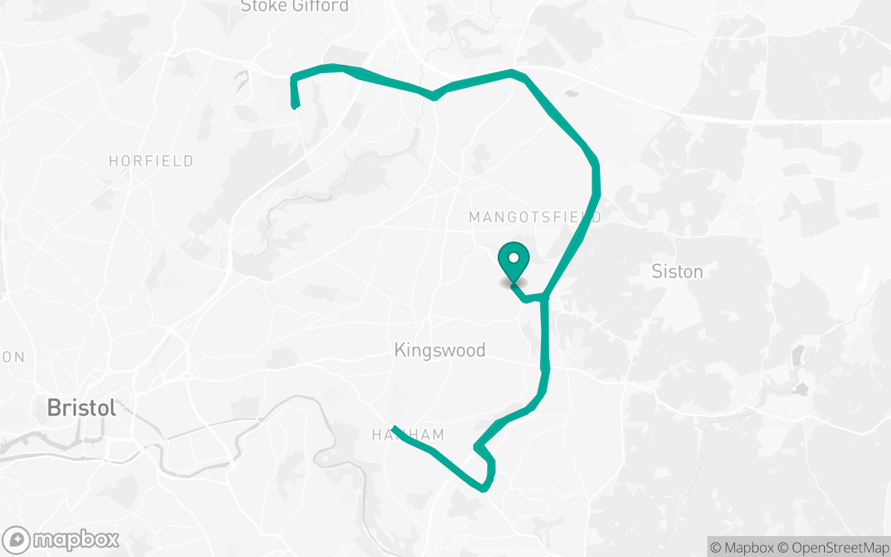 Map of the Bristol (Brislington) · Roundabout practice loop practice route near Bristol (Brislington) test centre, drawn on real streets