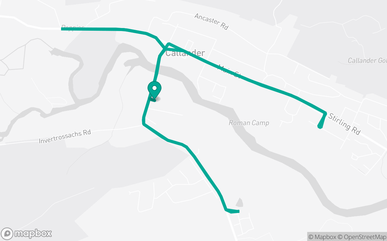 Map of the Callander · Residential practice loop practice route near Callander test centre, drawn on real streets
