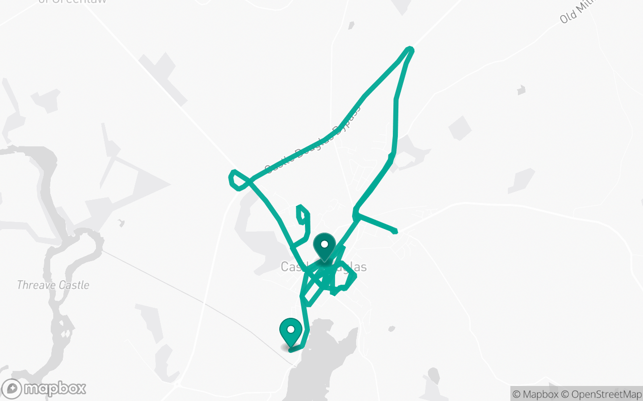 Map of the Castle Douglas · Route 7 practice route near Castle Douglas test centre, drawn on real streets