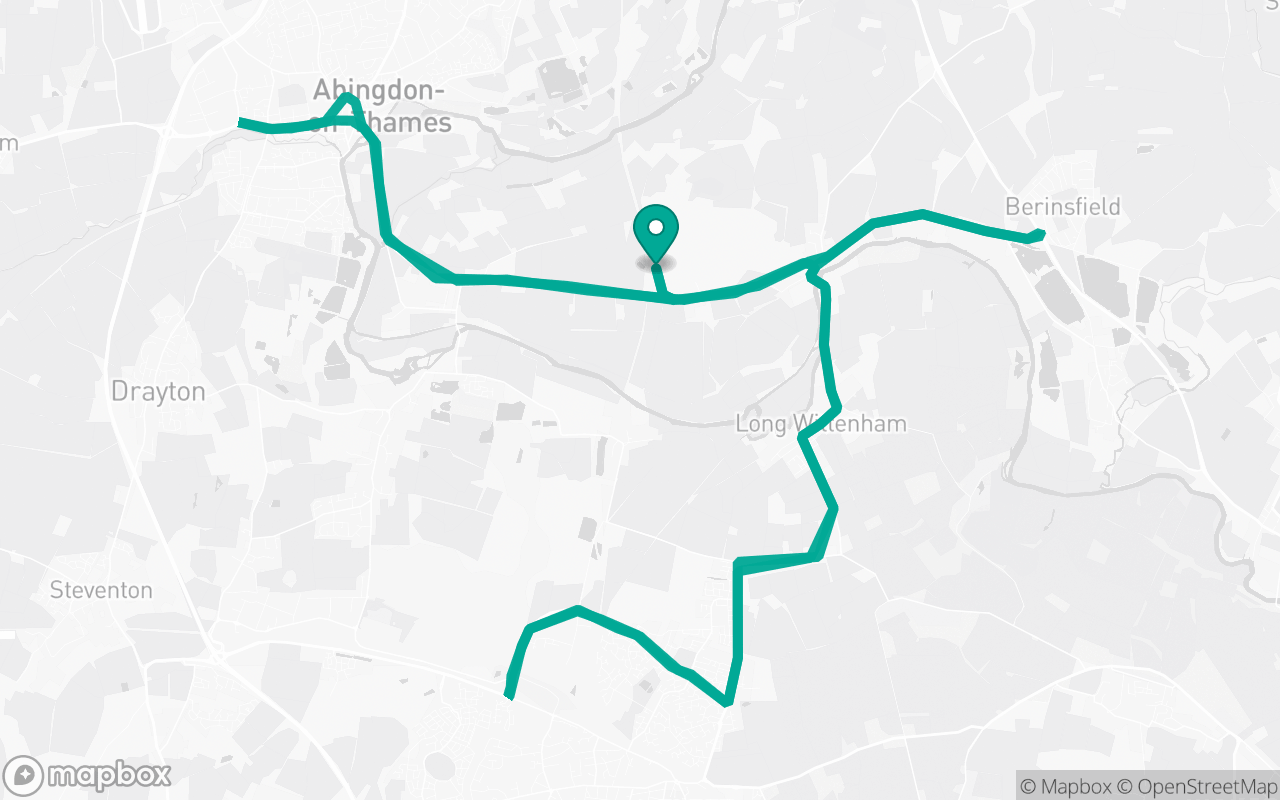 Map of the Culham · Roundabout practice loop practice route near Culham test centre, drawn on real streets