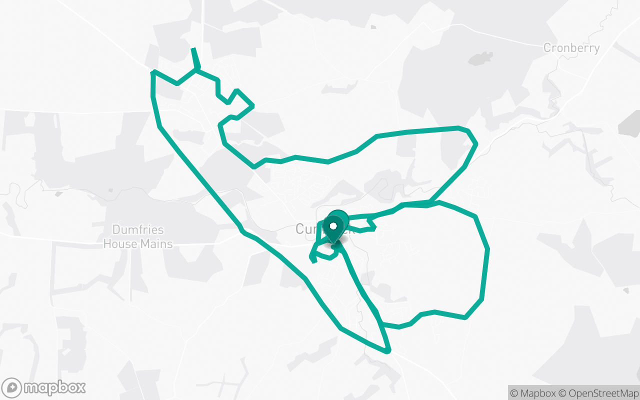 Map of the Cumnock · Route 6 practice route near Cumnock test centre, drawn on real streets