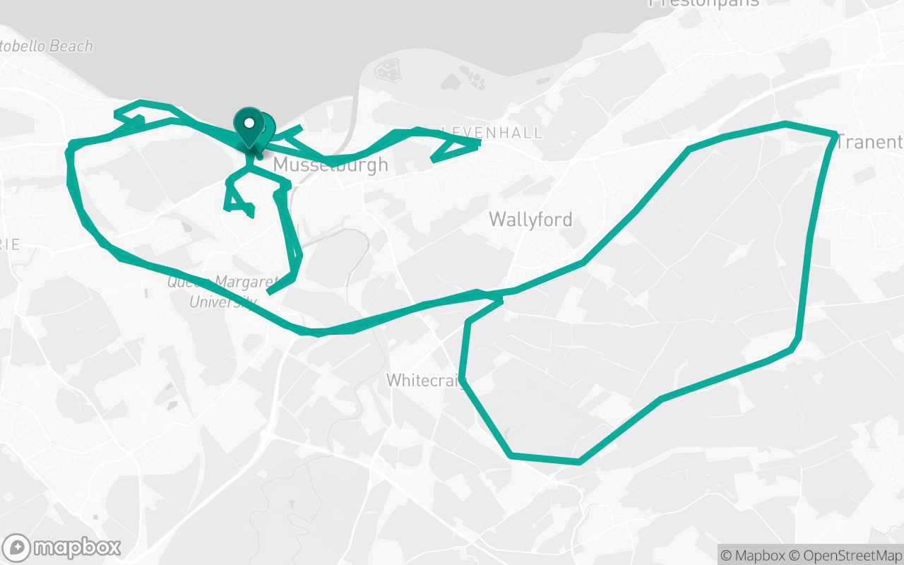 Map of the Edinburgh (Musselburgh) · Route 4 practice route near Edinburgh (Musselburgh) test centre, drawn on real streets