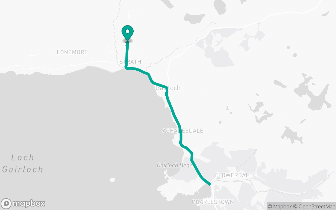 Map of the Gairloch · Dual-carriageway practice loop practice route near Gairloch test centre, drawn on real streets