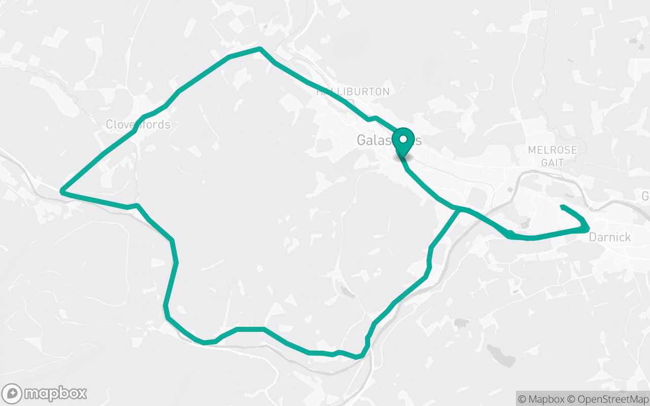 Map of the Galashiels · Roundabout practice loop practice route near Galashiels test centre, drawn on real streets