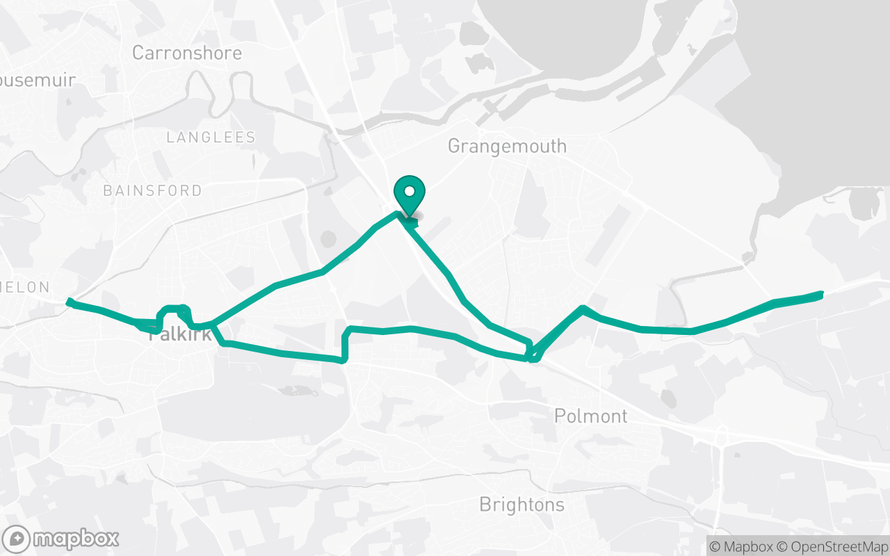 Map of the Grangemouth · Dual-carriageway practice loop practice route near Grangemouth test centre, drawn on real streets
